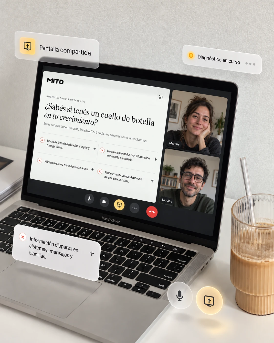 Videollamada de diagnóstico con la pantalla compartida
